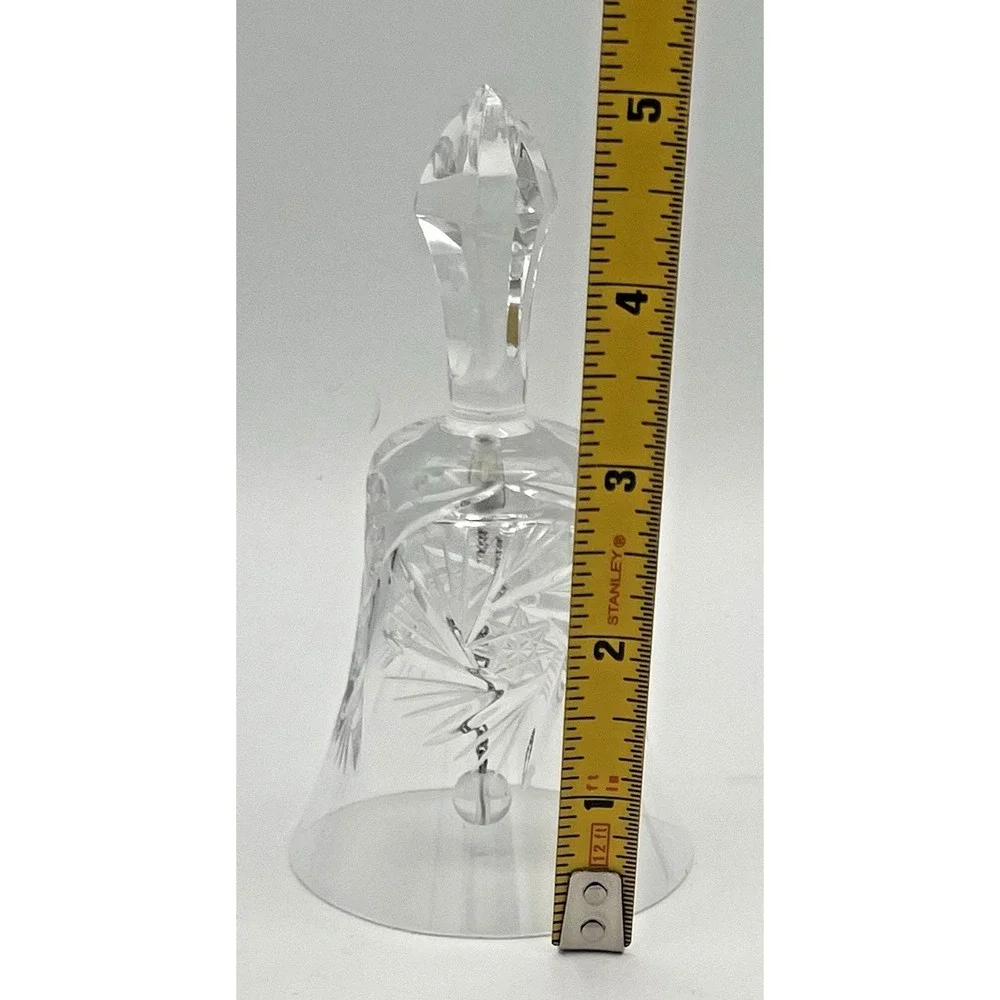Bell Cut Clear Crystal Bell Pinwheel Star Pattern Decor 5